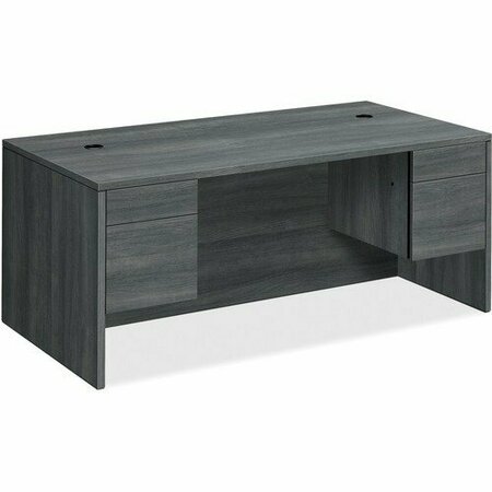 THE HON CO Double-Ped Desk, Rectangle Top, 72inx36inx29-1/2in, Sterling Ash HON10593LS1